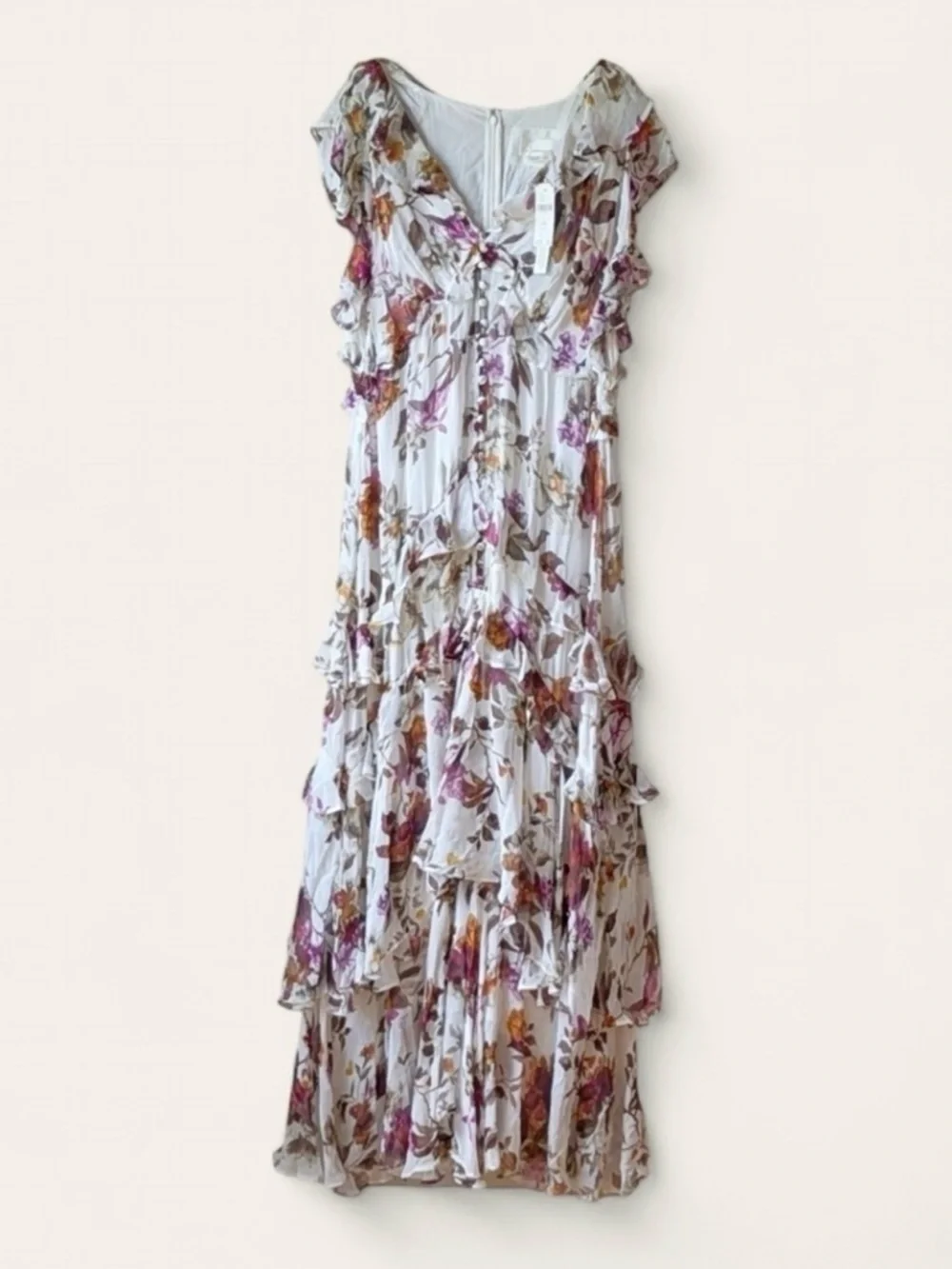 NWT Anthropologie V-Neck Floral Tiered Ruffle Prairie Dress 
(Sz 16 Plus) - Picture 6 of 15